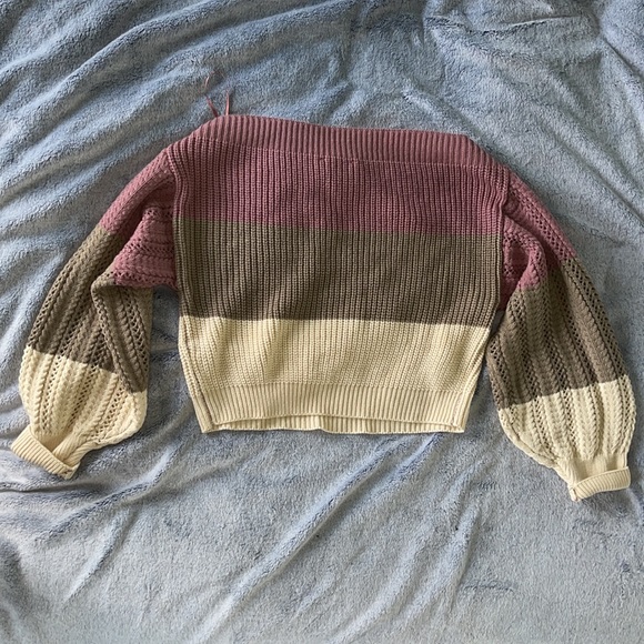 Henri Girl Color Block Off Shoulder Sweater - Picture 4 of 4